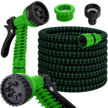DIVODV Flexible Expandable Garden Hose with Spray Gun 7-15m, Black/Green