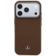 Mercedes Leather Semi Wrap Wood Effect MagSafe Case for iPhone 17 Pro, Brown
