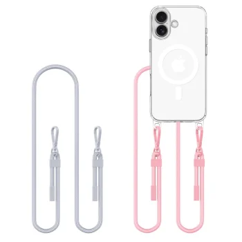 Tech-Protect Flexair Chain MagSafe Case for iPhone 16 with 2 Lanyards, Clear
