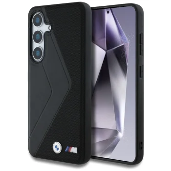 BMW Leather Oversized Stripes MagSafe Case for Samsung Galaxy S25 - Black