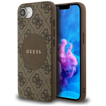 Guess 4G Circle Classic Logo MagSafe Case for iPhone 16e - Brown