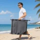 Folding Camping Bed with Mattress and Adjustable Backrest, 190x65 cm, Grey