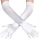 Long Evening Gloves Satin Retro Style for Women, White