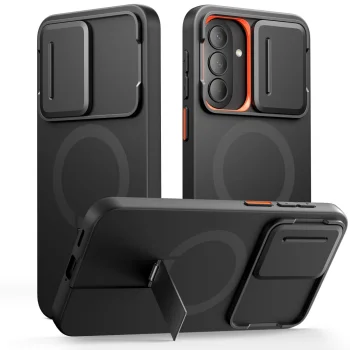 Tech-Protect Kevlar Aura MagSafe Case for Samsung Galaxy A57, Black / Orange