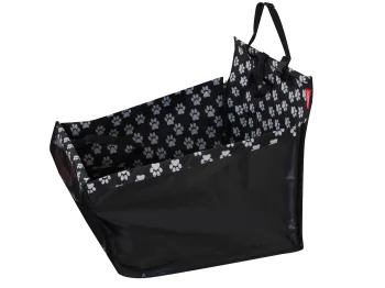 Waterproof car seat protector mat with pet carrier enclosure for dogs and cats, black