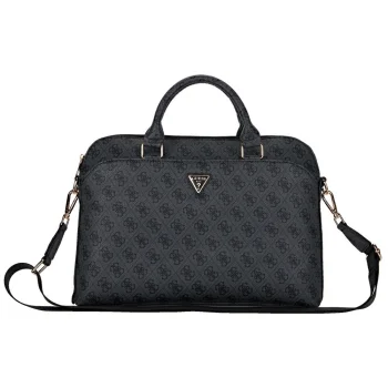 Guess 4G Zipper Pocket & Triangle Logo 15" Laptop Bag, Black