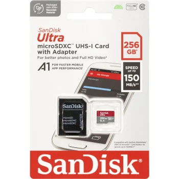 SanDisk Ultra 256GB microSDXC Memory Card 150MB/s with Adapter (SDSQUAC-256G-GN6MA)