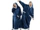 Warm Oversized Hoodie Blanket, Soft Wearable Robe with Hood, Navy Blue