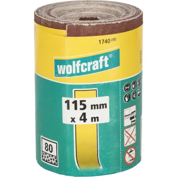Wolfcraft Sandpaper Roll 80 Grit, 4 m x 115 mm, Hook and Loop