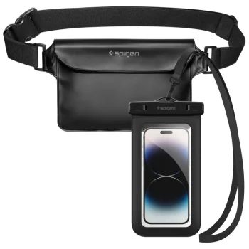 Spigen A621 Universal Waterproof Phone Case and Waist Crossbody Bag, Black