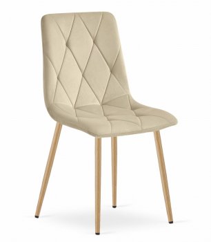 Upholstered Velour Dining Chair Quilted Modern, Beige