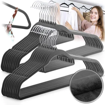 Massido MS-859 Velour Clothes Hangers, 20 Pcs