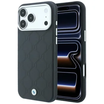 BMW Sign Deboss Quilted Metal Logo MagSafe Case for iPhone 18 Pro Max / 17 Pro Max, Dark Gray