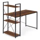 ModernHome Computer Desk with Bookshelf 120x60 cm, Dark Walnut
