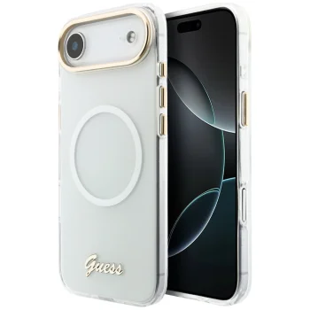 Guess IML Gradient Script Metal MagSafe dėklas telefonui iPhone Air, baltas
