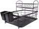 Two-Tier Dish Drainer with Tray, Black