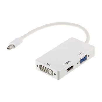 Mini DisplayPort to HDMI DVI VGA 3-in-1 Adapter White 0.2m