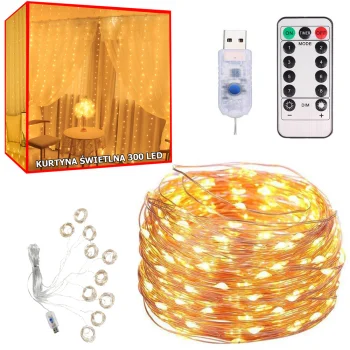 LED Micro Curtain Lights 300 LED 3x3m, Warm White