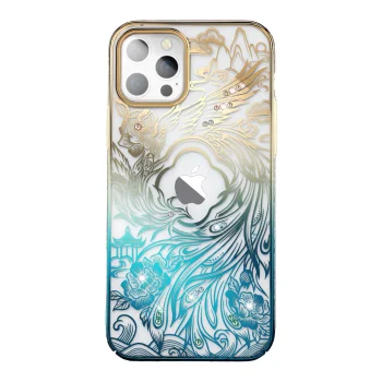 Kingxbar Phoenix iPhone 14 Plus Case with Crystals, Gold and Blue