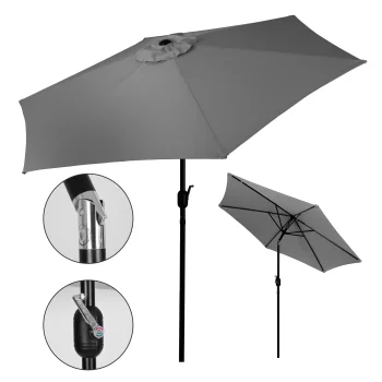 MultiGarden Garden Parasol with Tilt and Crank, 270 cm, Grey