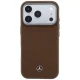 Mercedes Leather Semi Wrap Wood Effect MagSafe Case for iPhone 18 Pro Max / 17 Pro Max, Brown