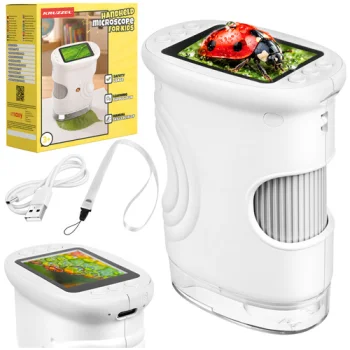 Kruzzel Pocket Digital Microscope for Kids 1000x 2MP 2.0" IPS, White