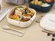 Bento Box for Adults and Kids, Lunch Container with 3 Compartments and Utensils, beige