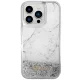 Guess iPhone 14 Pro Case Liquid Glitter Marble, White