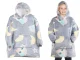 Glow-in-the-Dark Hoodie Blanket for Kids, Oversized Wearable Blanket, Grey with Owls