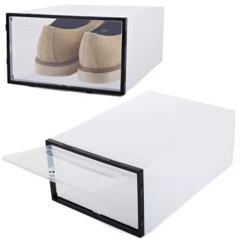 Shoe Organizer Box with Transparent Flap