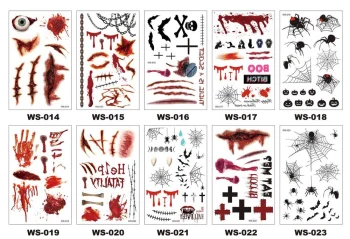 Washable Artificial Halloween Tattoos (Mixed Designs)