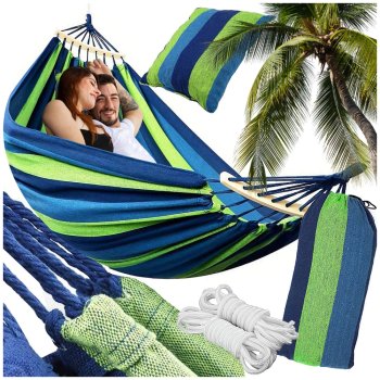 Double Brazilian XXL Hammock with Pillow, 260x150 cm, 200 kg, Carry Bag