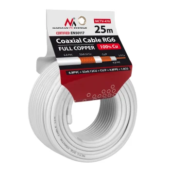 Maclean MCTV-470 RG6 Coaxial Cable Full Copper 25m