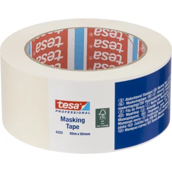 Tesa 4325 Masking Tape, 50 m x 50 mm, White