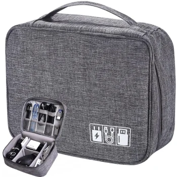Travel Cable and Charger Organizer Bag, Grey