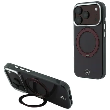 Mercedes Ring Stand Iconic Logo MagSafe Case for iPhone 18 Pro Max / 17 Pro Max, Burgundy