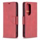 Huawei P50 Leather Stand Book Case Cover with Card Slots, Red