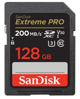 Memory Card SanDisk Extreme Pro 128GB SDXC C10 V30 UHS-I U3, black