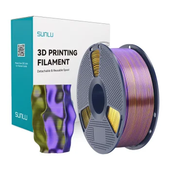 Sunlu PLA+ Silk Tri-Color Filament, Black, Gold and Purple