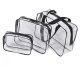 Set of Transparent Cosmetic Bags, 3 pcs, black