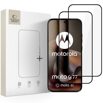 Tech-Protect Glass Fit+ Tempered Glass for Motorola Moto G67 / G77 (2-Pack), Black