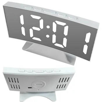 Digital LED Clock with Alarm and Thermometer, White