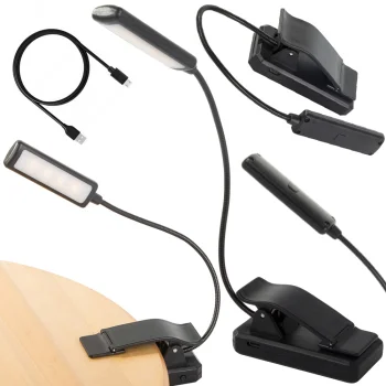 USB Reading Light with Clip, 9 LED, Black