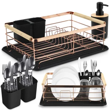 Massido MS-600 Dish Drying Rack with Tray, gold