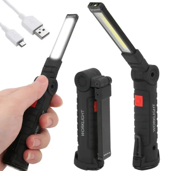 Foldable LED Work Light with Magnet and Hook, USB