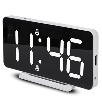 GreenBlue GB383 Alarm Clock with Thermometer, Black