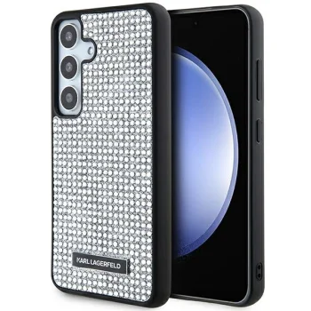 Samsung Galaxy S24 (SM-S921) Karl Lagerfeld Rhinestone Metal Logo Case Cover, Silver