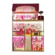Ecotoys Wooden Dollhouse with LED Lighting and Furniture