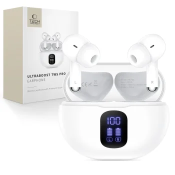 Tech-Protect UltraBoost TWS Pro G2 Wireless Earphones, White