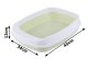 Open cat litter box with high rim and large scoop, green